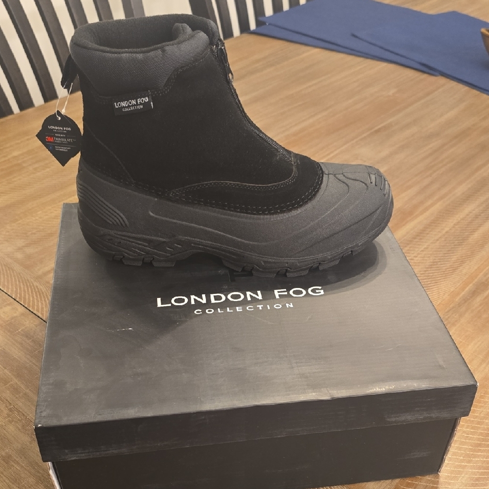 London Fog Men's Black and Gray Weather Boots